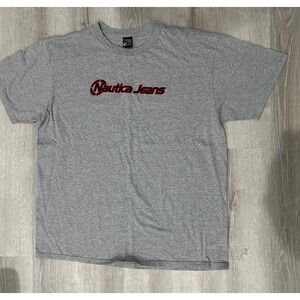Nautica Jeans Men's Short Sleeve T-Shirt Gray With Embroidered Nautica Logo XL
